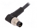Connection lead | M8 | PIN: 3 | angled | 2m | plug | 60VAC | 4A | -25&divide;80&deg;C