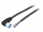 Connection lead | M8 | PIN: 3 | angled | 5m | plug | 60VAC | 4A | -40&divide;80&deg;C