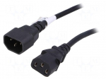 Cable | IEC C13 female,IEC C14 male | 5m | black | PVC | 3G0,75mm2 | 10A