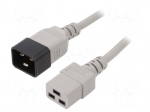 Cable | 3x1.5mm2 | IEC C19 female,IEC C20 male | PVC | 5m | grey | 16A