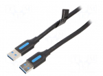 Cable | USB 3.0 | USB A plug,both sides | nickel plated | 3m | black