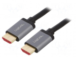 Cable | HDMI plug,both sides | HDMI 2.1 | 2m | black | aluminium