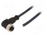 Cable: for sensors/automation | M12 | PIN: 4 | angled | 3m | plug | 250VDC