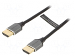 Cable | HDMI plug,both sides | PVC | HDMI 2.0 | 0.5m | grey | 34AWG
