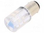 LED lamp | blue | BA15D,T20 | 24VDC | 24VAC | plastic | -20&divide;60&deg;C