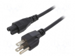 Cable | 3x18AWG | IEC C5 female,NEMA 5-15 (B) plug | PVC | 1m | black