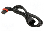 Cable | IEC C13 female angled right,IEC C14 male | 2m | black | 10A