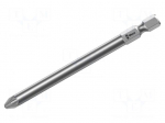 Screwdriver bit | Pozidriv&reg; | PZ1 | 1/4" | Overall len: 127mm