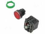 Switch: push-button | 22mm | Stabl.pos: 1 | NC + NO | red | LED | 230V