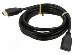 Cable | HDMI socket,HDMI plug | HDMI 2.0 | 3m | black