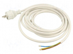 Cable | 3x1.5mm2 | CEE 7/7 (E/F) plug,wires | PVC | 5m | white | 16A