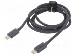 Cable | USB 2.0 | USB C plug,both sides | 1.2m | black | textile | 100W
