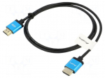 Cable | HDMI plug,both sides | PVC | 3D,4K,ARC,CEC 2.0,HDR | Len: 1m