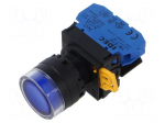 Switch: push-button | 22mm | Stabl.pos: 2 | NO | blue | LED | IP65 | YW