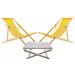 Tooted koju ja aeda // &Otilde;ues | Aiam&ouml;&ouml;bel // Zestaw stolik do lezak&oacute;w +2 lezaki ż&oacute;łty, Woodok