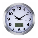 ALUMINIUM LCD WALL CLOCK WITH THERMOMETER, HYGROMETER & FORECAST - &Oslash; 35 cm