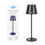PNI LTB04 table lamp with LED 2.5W, battery 1200 mAh, charging via USB-C, 150 lumens, warm white light 3000K, color Black
