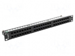 Patch panel | black | Number of ports: 48 | 19" | Cat: 5e | rack 19"