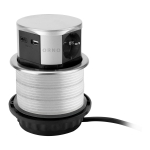 Uued tooted // Gniazdo meblowe ?10cm wysuwane z blatu z ładowarką USB i przewodem 1,5m, 3x2P+Z (Schuko), 2xUSB (typ A+C; max. 3A), srebrne