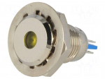 Indicator: LED | flat | 12VDC | Cutout: &Oslash;12mm | IP67 | for soldering