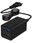 Charger Gembird 4-port 65 W GaN USB PowerDelivery Fast Charger Black