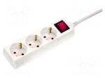 Extension lead | 3G1.5mm2 | 1.4m | PVC | white | Sockets no: 3 | 16A