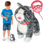 RoGer Interactive Walking Cat on Leash Grey
