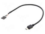 Cable | USB 2.0 | USB B mini plug,5pin pin header | 0.3m | black