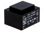 Transformer: encapsulated | 1VA | 230VAC | 15V | 67mA | Mounting: PCB