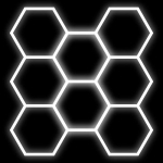Hexagon luminaire set, 8 pc., with accessories, 280W, 6000K, IP20, 33600 Lm
