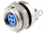 Connector: M9 | socket | female | Plating: gold-plated | Urated: 60V | 3A