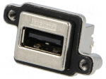 Socket | USB A | MUSB | for panel mounting,screw | THT | straight | IP67