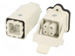 Connector: HDC | male + female | S-A | PIN: 4 | 3+PE | size 3A | straight