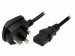 Cable | BS 1363 (G) plug,IEC C13 female | 2.5m | black | PVC | 3x1mm2