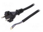 Cable | CEE 7/17 (C) plug,wires | 4.5m | black | rubber | 2x1mm2 | 16A
