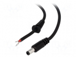 Cable | wires,DC 5,5/2,5 plug | straight | 1mm2 | black | 1.5m