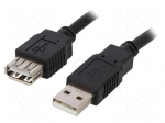 Cable | USB 2.0 | USB A socket,USB A plug | 5m | black | Core: Cu