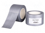 Tape: duct | W: 75mm | L: 50m | Thk: 0.17mm | silver | synthetic rubber
