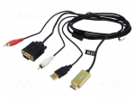 Cable | D-Sub 15pin HD plug,HDMI plug,RCA plug x2,USB A plug