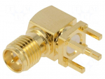 Connector: RP-SMA | socket | male | angled 90&deg; | THT | on PCBs | PTFE