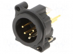 Connector: XLR | socket | male | PIN: 4 | straight | THT | black | 6A