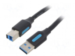 Cable | USB 3.0 | USB A plug,USB B plug | nickel plated | 0.5m | black