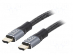 Cable | HDMI plug,both sides | textile | 10m | black | 26AWG | Core: Cu
