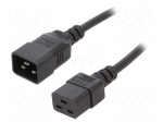 Cable | 3x1.5mm2 | IEC C19 female,IEC C20 male | PVC | 3m | black | 16A