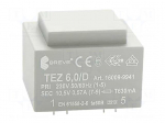 Transformer: encapsulated | 6VA | 230VAC | 10.5V | 571.4mA | PCB | IP00