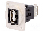 Coupler | USB A socket,both sides | FT | straight | USB 2.0 | metal