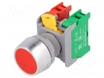 Switch: push-button | 22mm | Stabl.pos: 1 | NC + NO | red | none | IP65