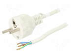 Cable | 3x0.75mm2 | CEE 7/7 (E/F) plug,wires | PVC | 1.5m | white | 16A