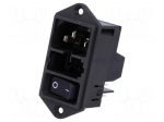 Connector: AC supply | socket | male | 10A | 250VAC | C14 (E) | DD11