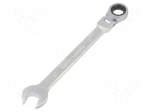 Wrench: combination spanner | rattle,with joint | 17mm | satin